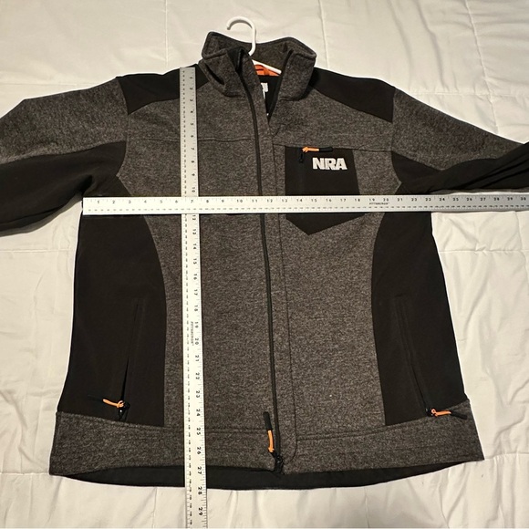 NRA Jacket Backpack Men's L Grey Black Fleece Lined Zip Adjustable Logo Hunting - Picture 8 of 16